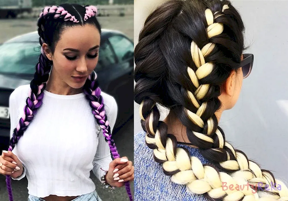 2 Braid braids with kanekalon