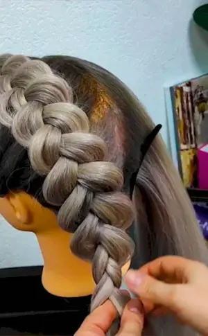 2 French braids in reverse