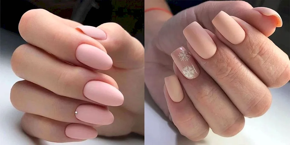 Nude manicure almond