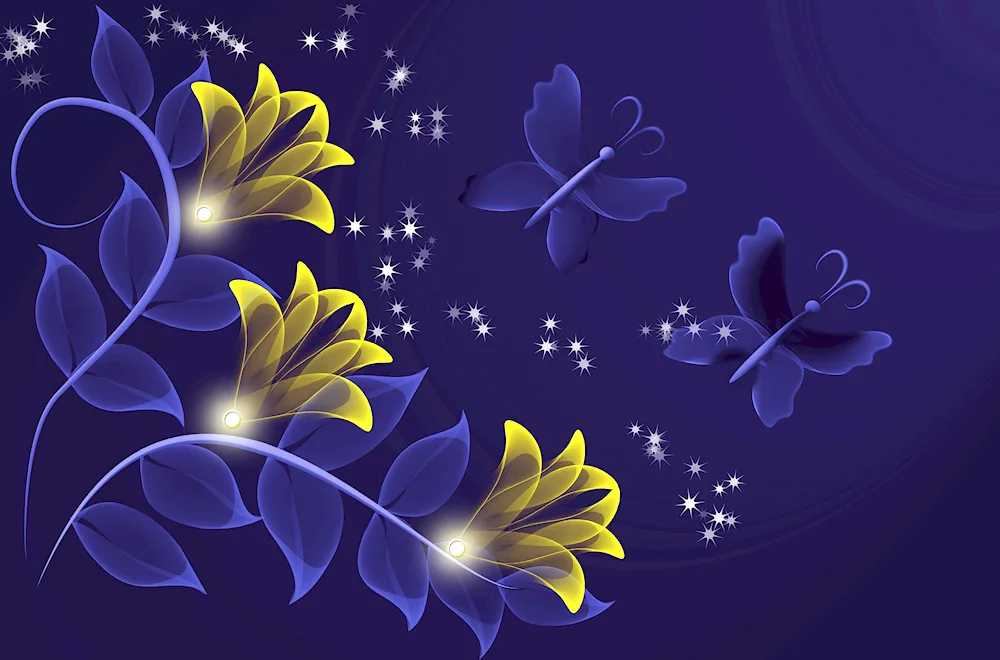 Beautiful flowers on blue background