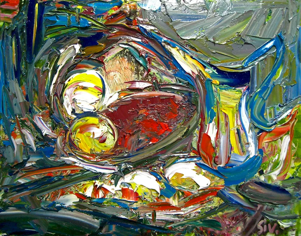 Abstract still life painting and author