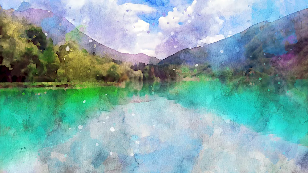 Abstract landscape in watercolour