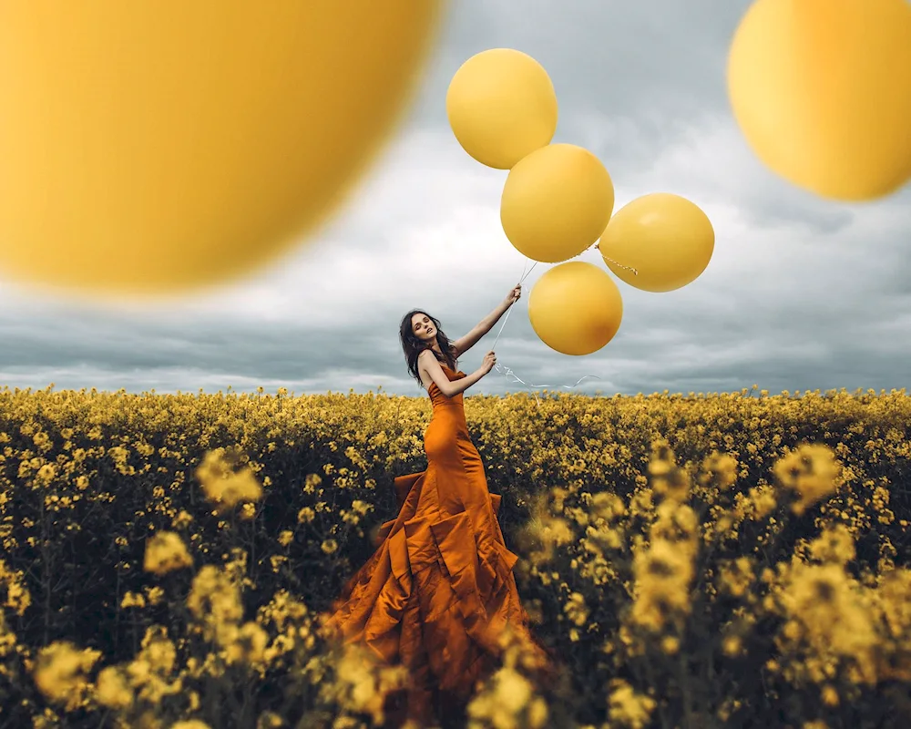 Balloon Girl with balloons