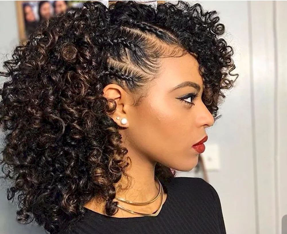 Afro curls Hannah French braids on braids.