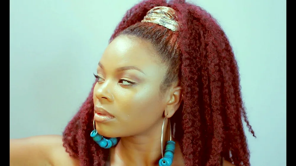 Afro ponytail with braids