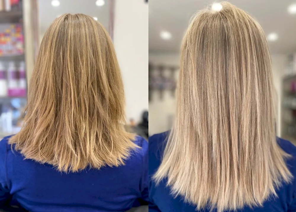 Balayage melting on dark hair