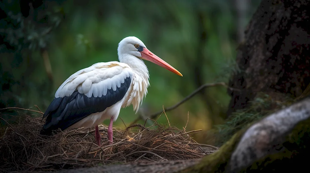 Stork sitting