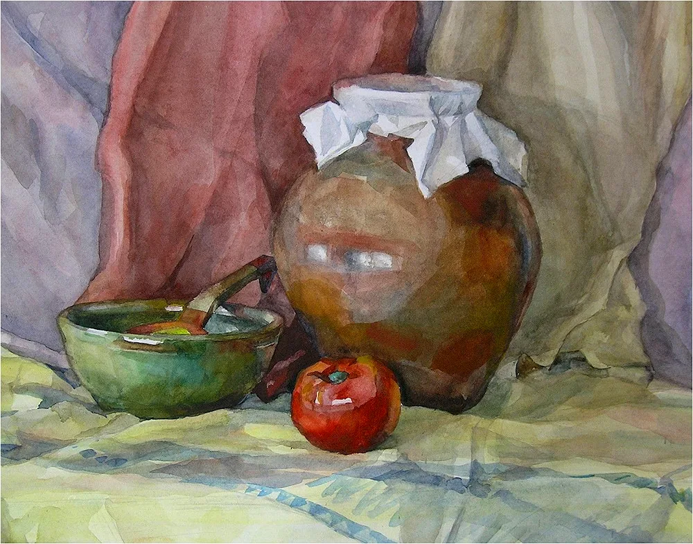 Academic painting still life watercolour Stroganovka