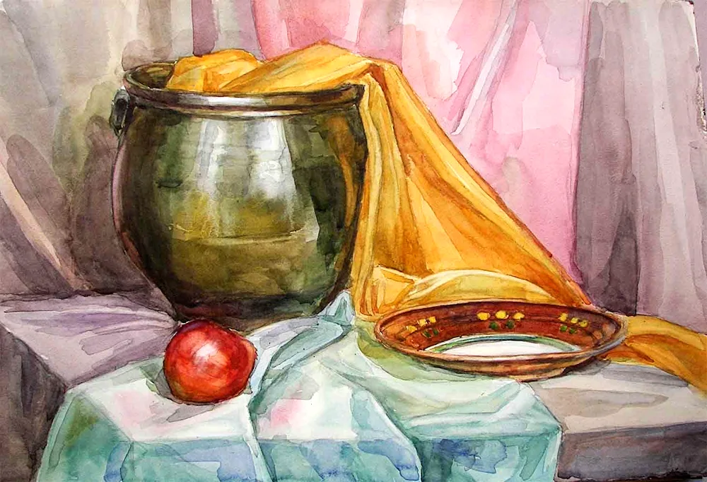 Watercolour still life painting