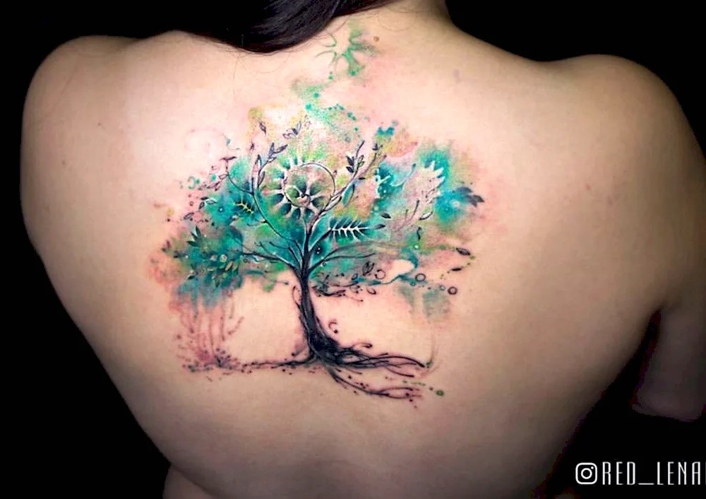 Aquarel tree tattoo