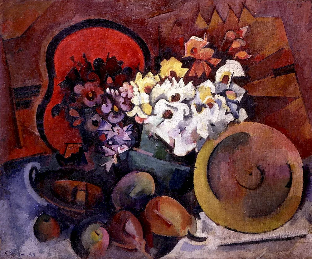 Alexander Kuprin still life with coffee pot and blue tray 1914