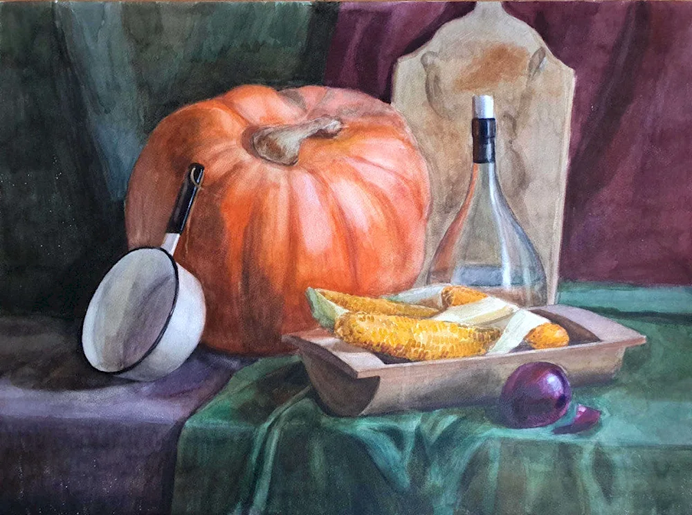 Alexander Kuprin still life with coffee pot and blue tray 1914