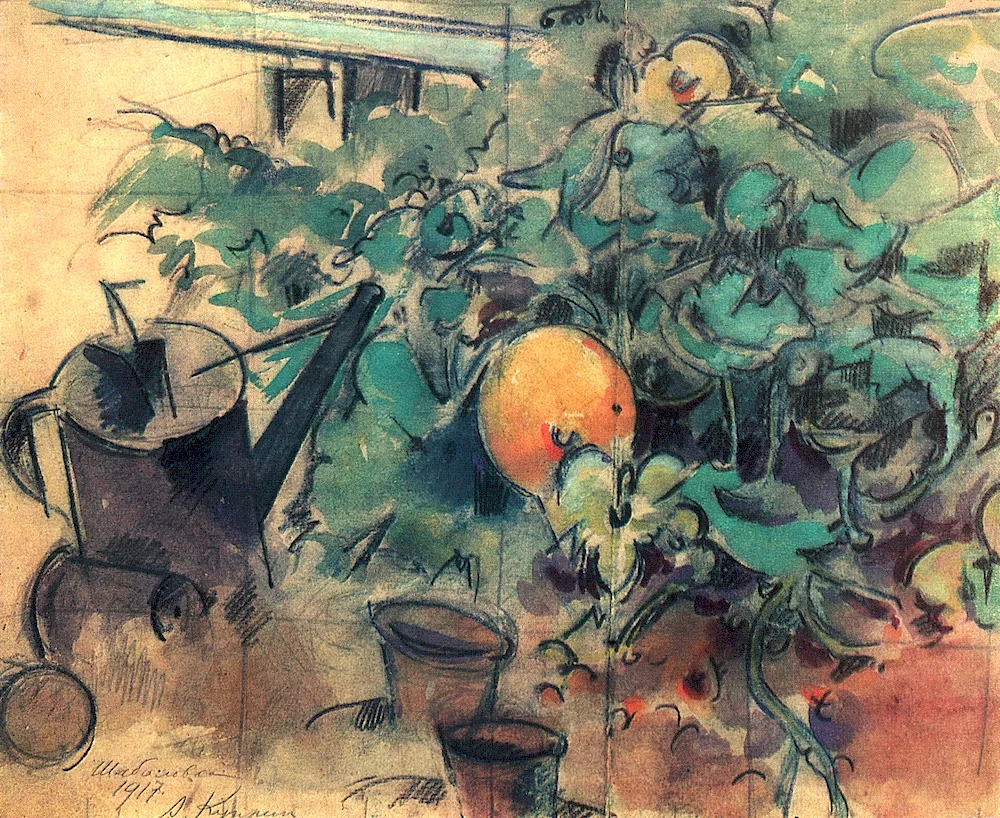 Alexander Kuprin still life with coffee pot and blue tray 1914