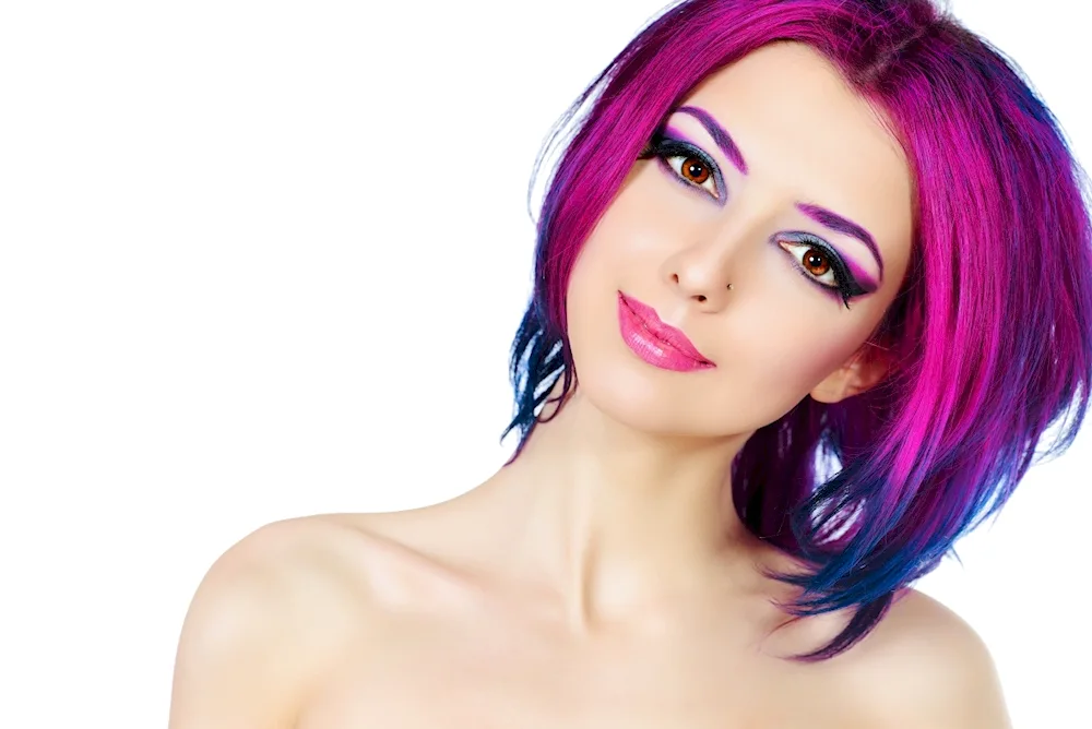 Alina Olesheva with purple hair