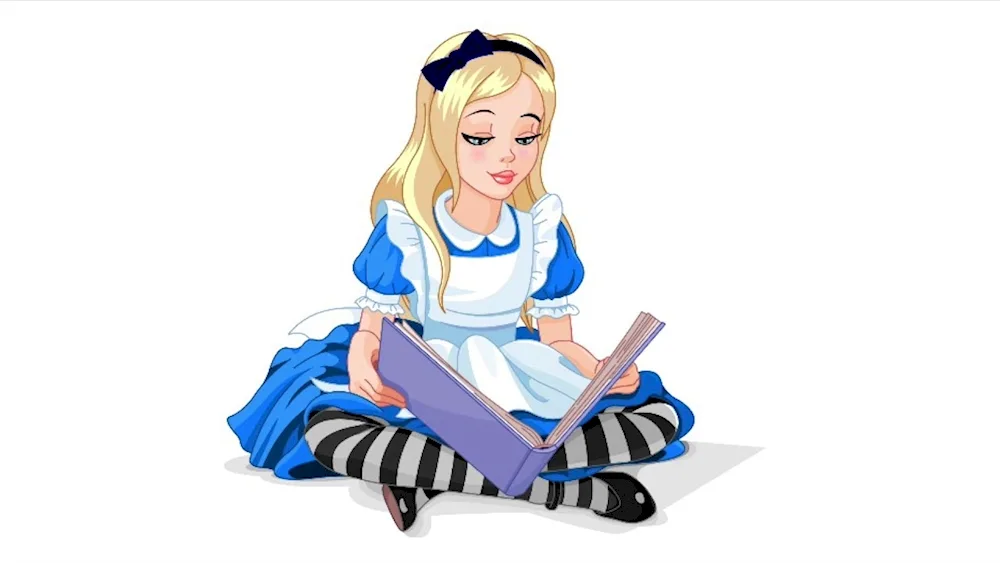 Alice in Wonderland characters on white background