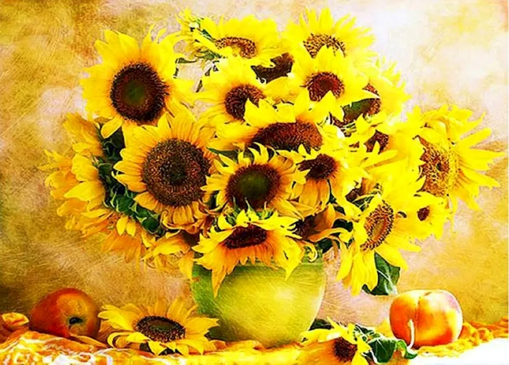 Almond Mosaic Sunflowers 40x50