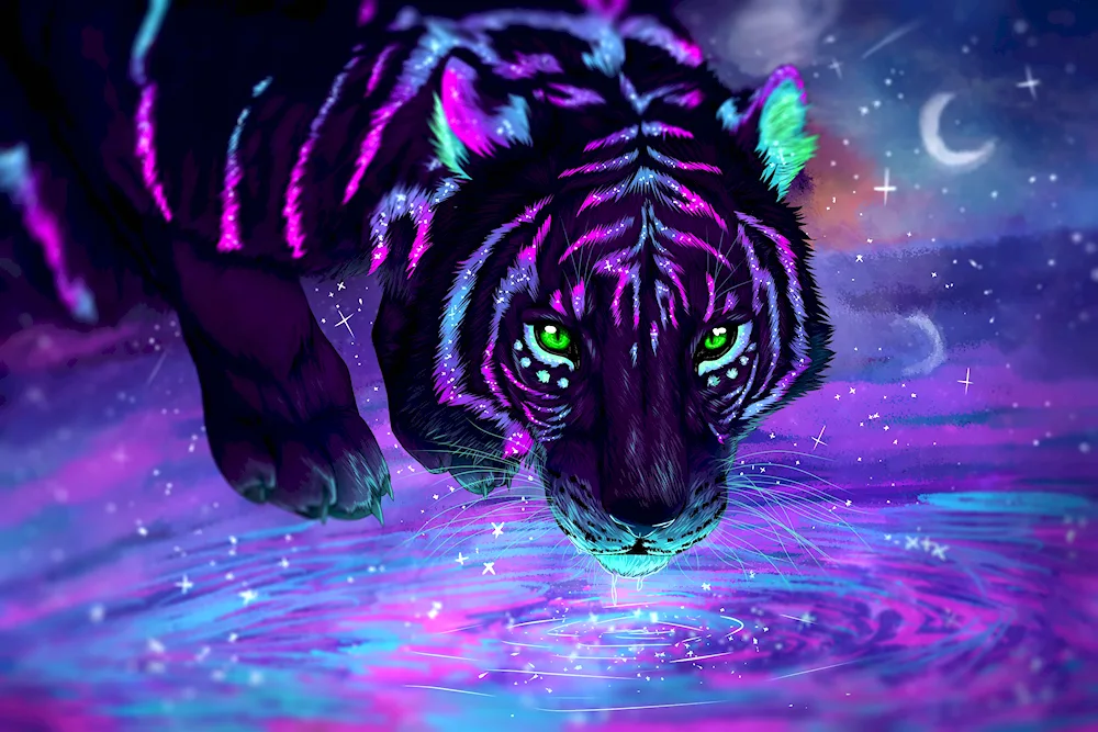 Diamond mosaic tiger 3d