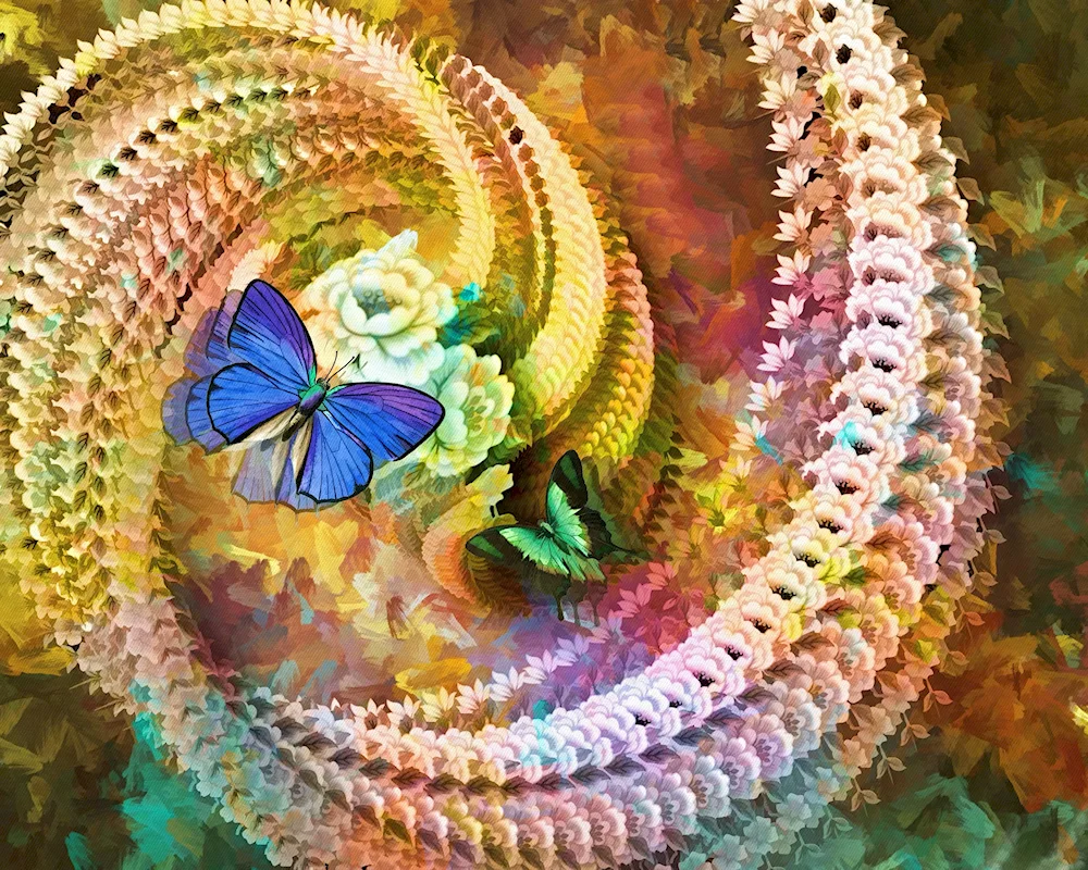 Flowers and butterflies painting