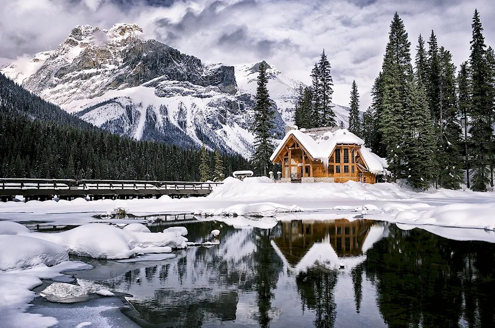 Winter house landscape