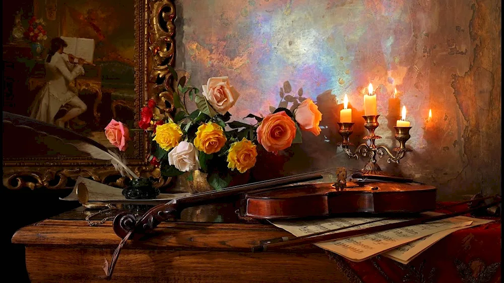 Andrei Morozov still life with violin. Morozov still life with violin