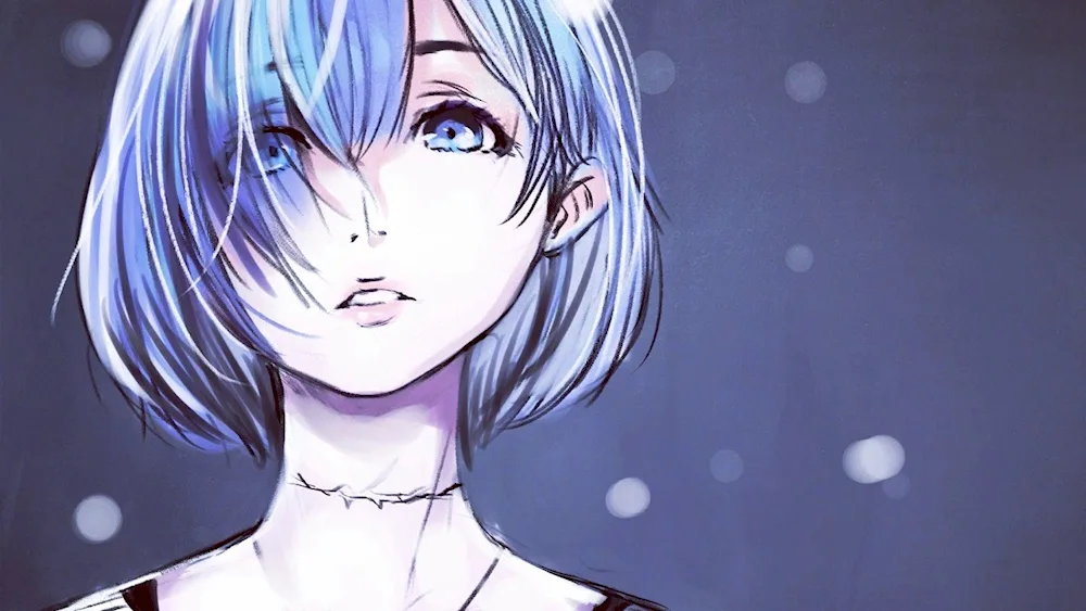 Anime girl with blue hair