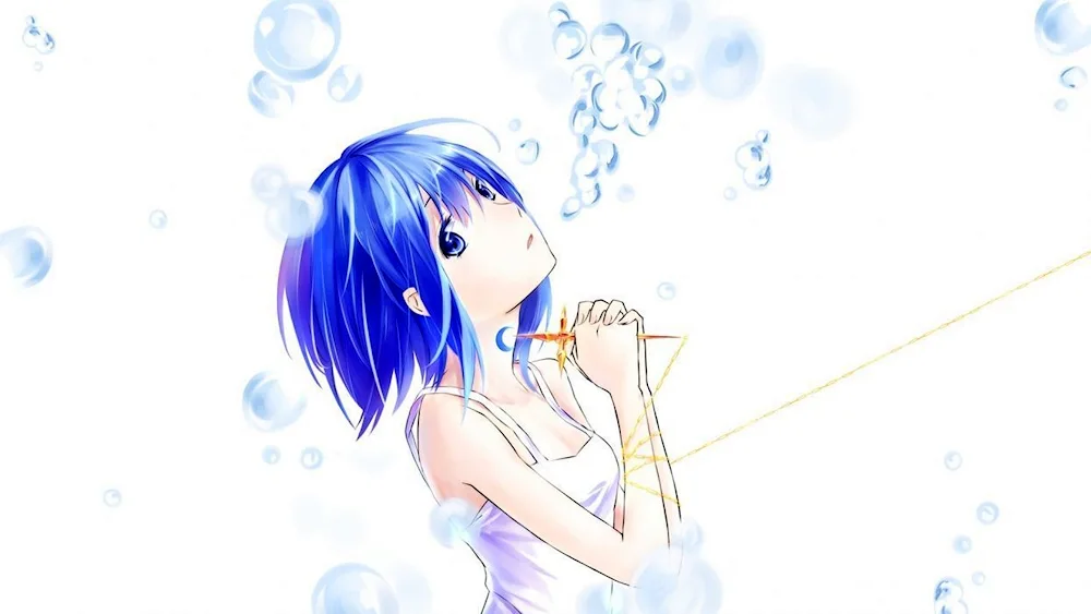 Anime girl with blue hair
