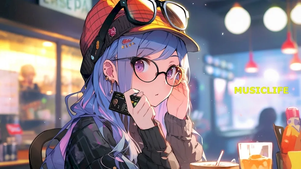 Anime girl in glasses