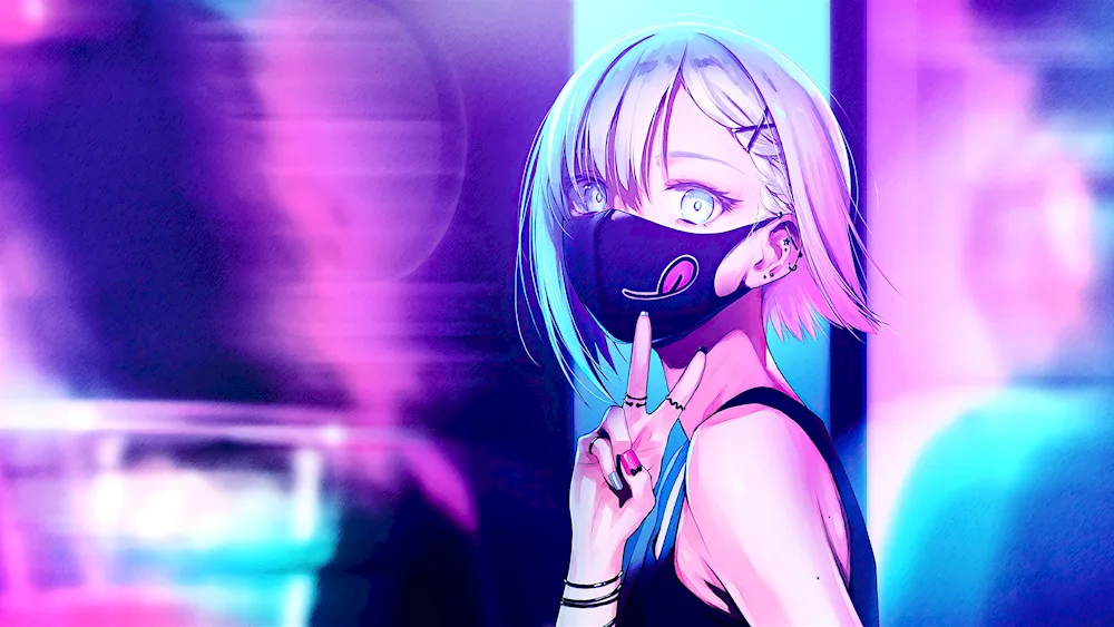 Anime girl neon