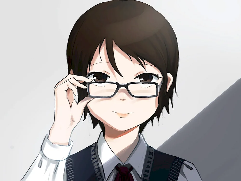 Anime girl wearing glasses