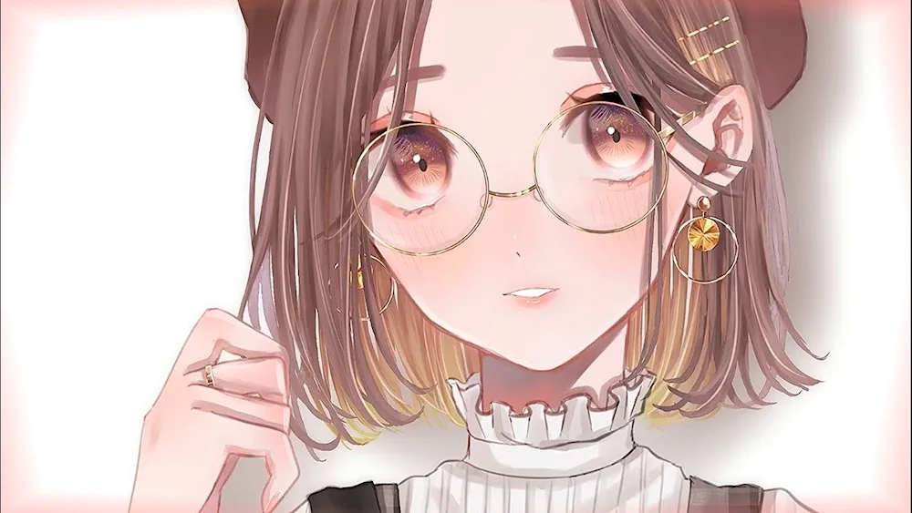 Anime girl wearing glasses