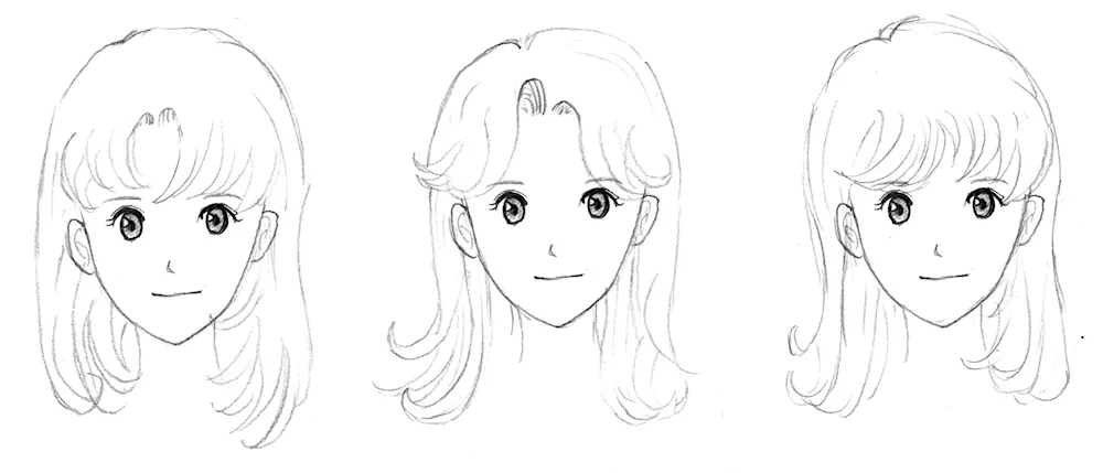 Anime drawings in pencil