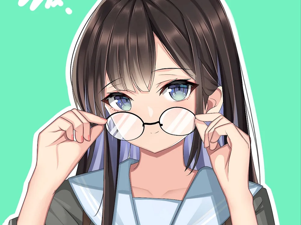 Anime girl wearing glasses