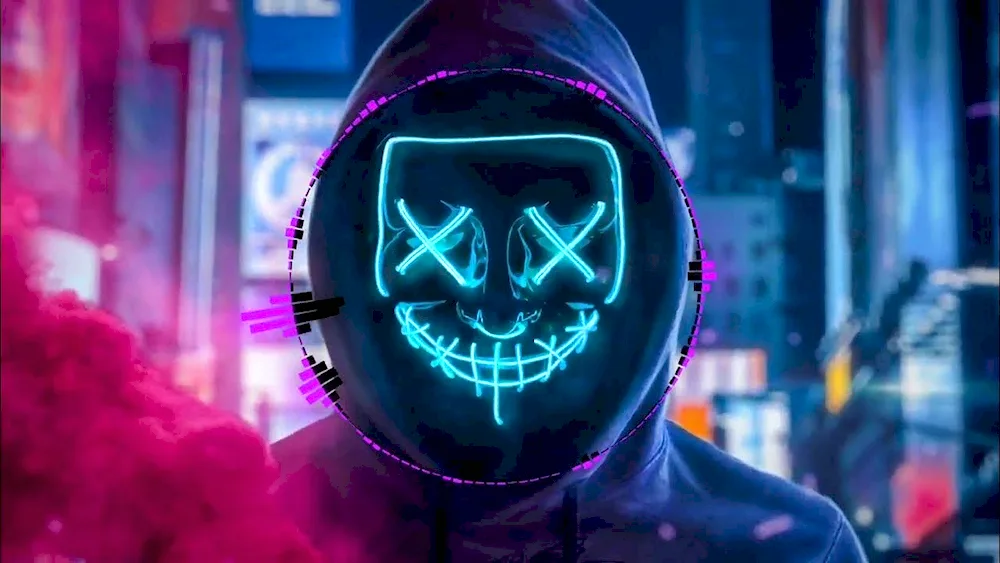 Anonymous neon Musk mask