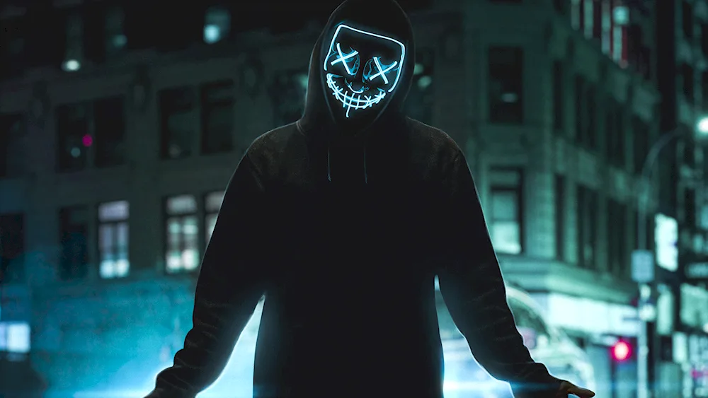 Anonymous Neon Mask Mask Anonymous Doomsday Night mask