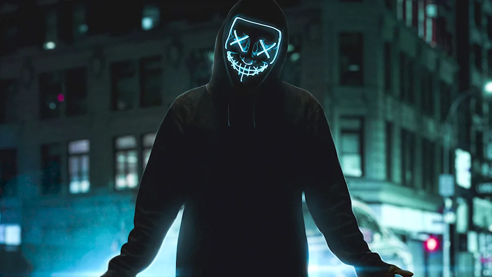 Anonymous Neon Mask Masque