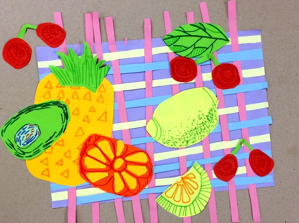Fruit still life with applique technique