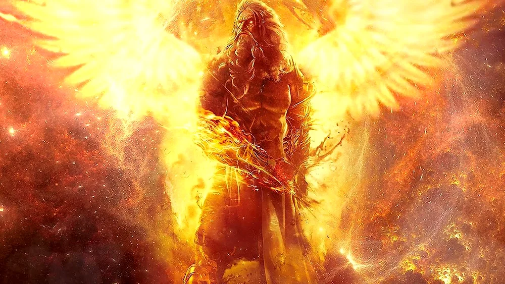 Arkhan Michael with the fiery sword