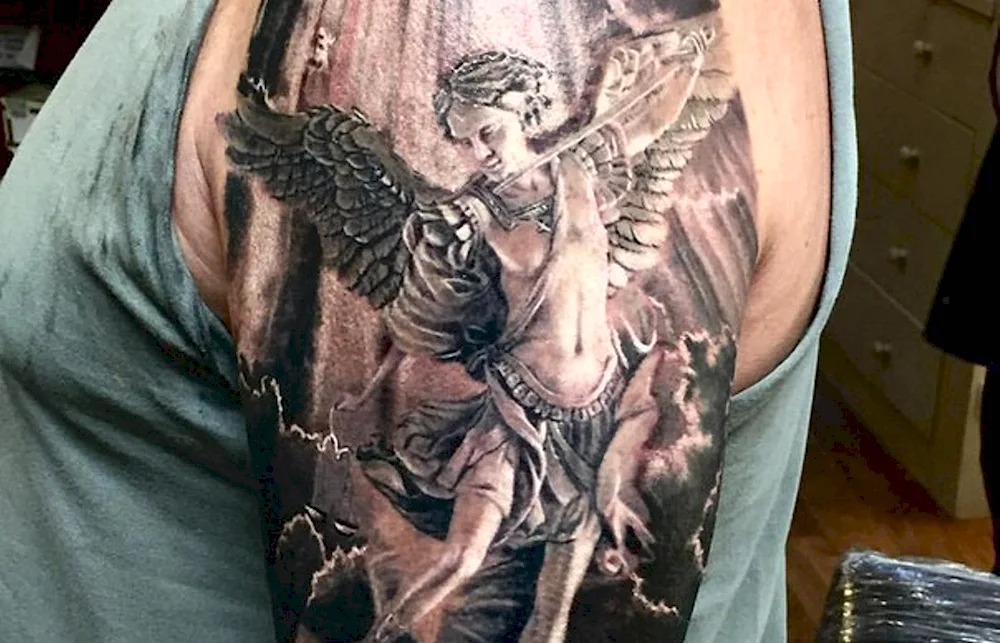 An Archangel Michael tattoo