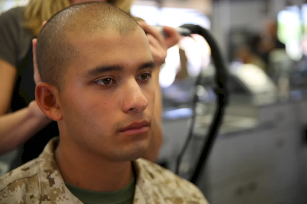 A military half-box haircut