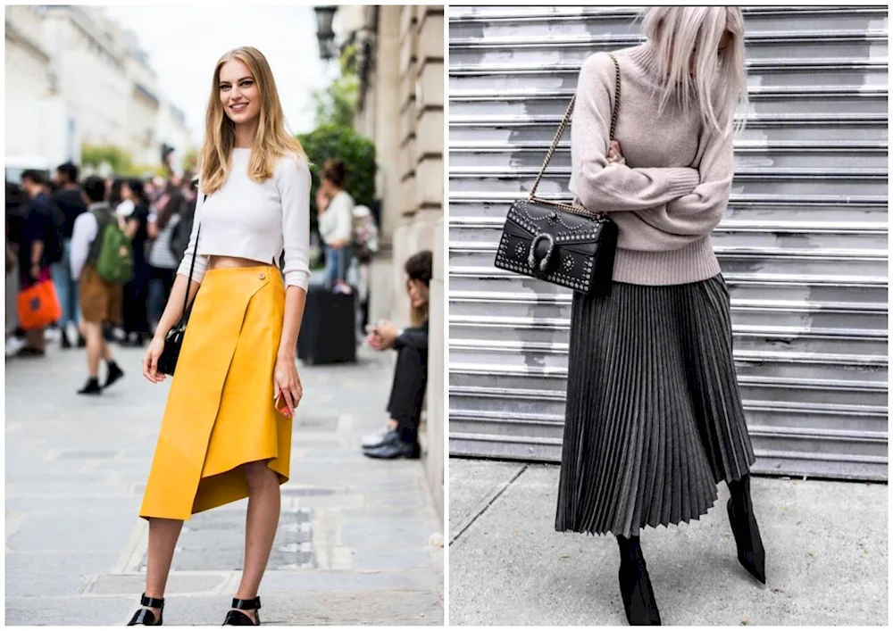 Asymmetrical pleated skirt