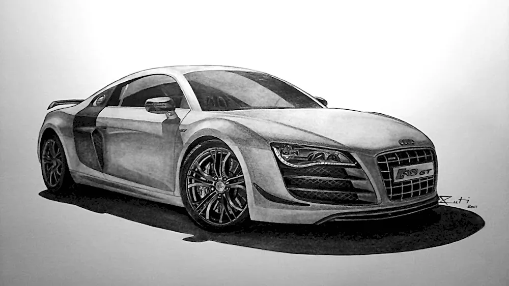 Audi a5 pencil drawing