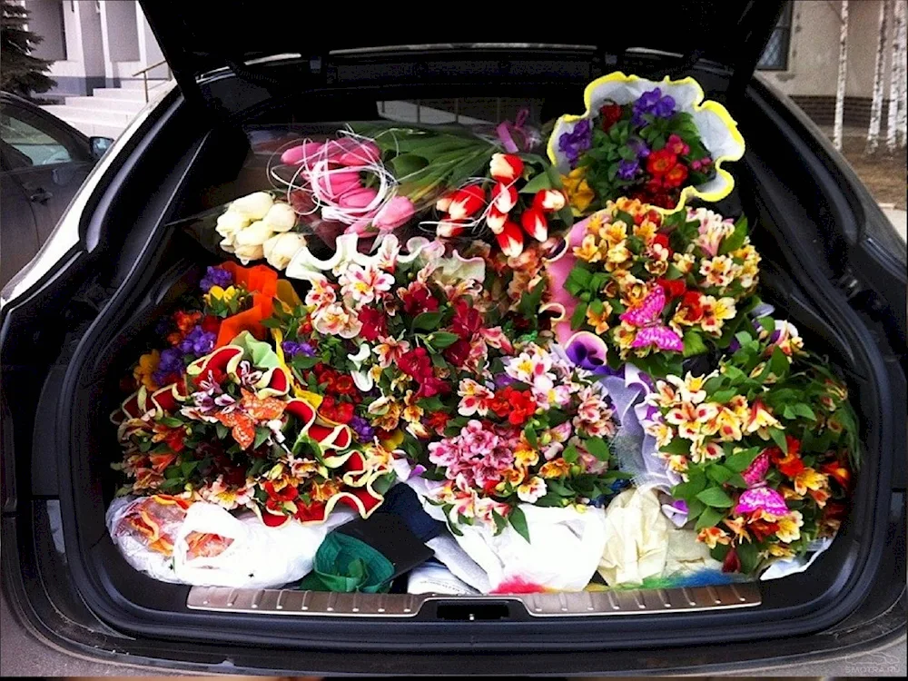 Car with flowers