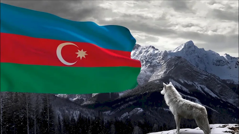 Azer flag of Azerbaijan