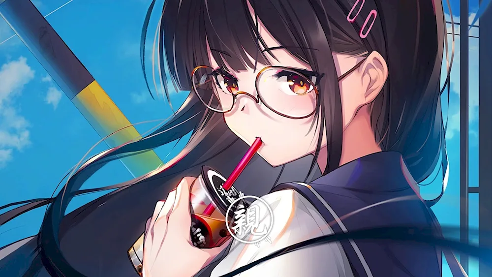 Anime girl wearing glasses