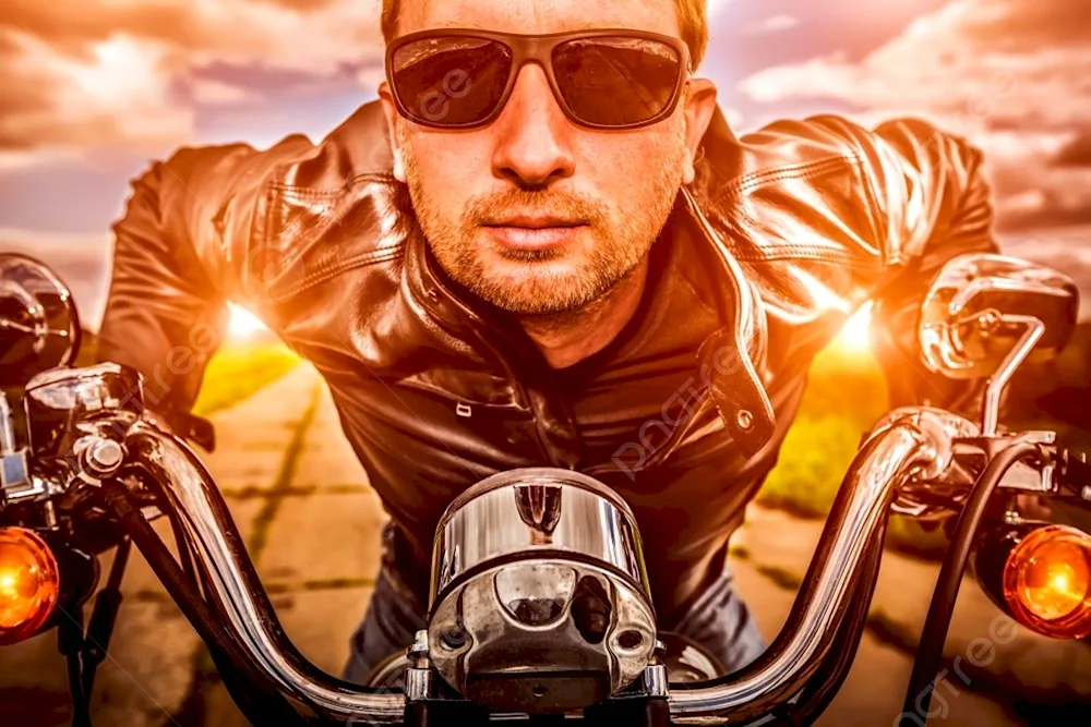 Biker on a motorbike