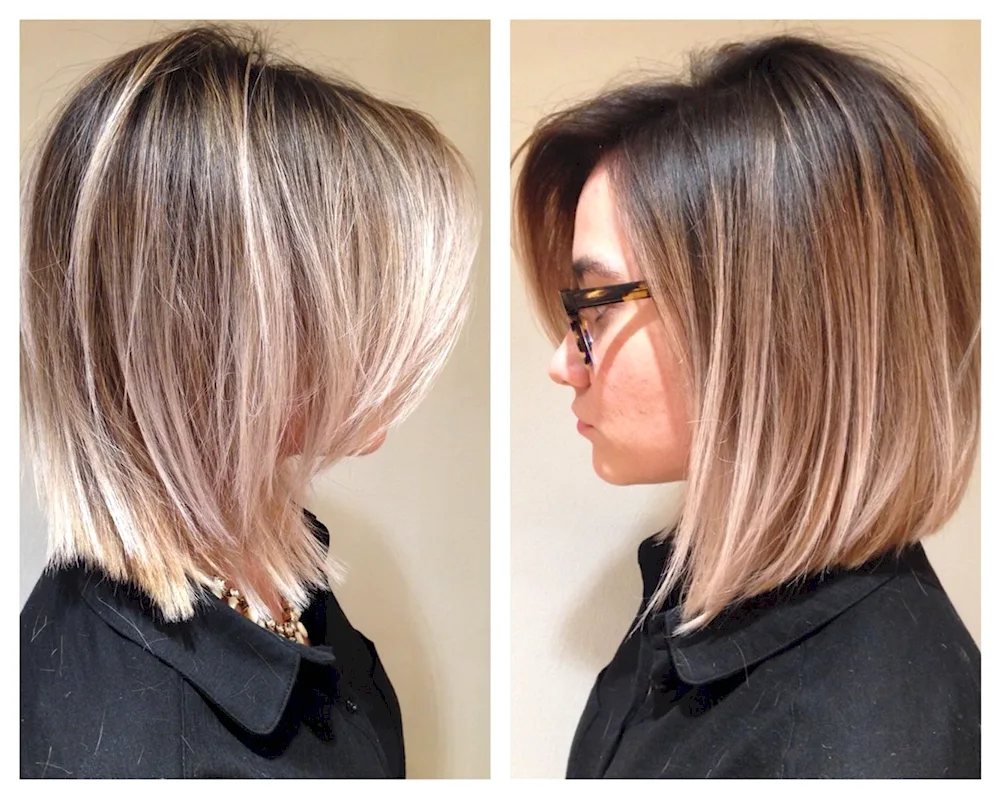 Long Bob balayage to bob bob