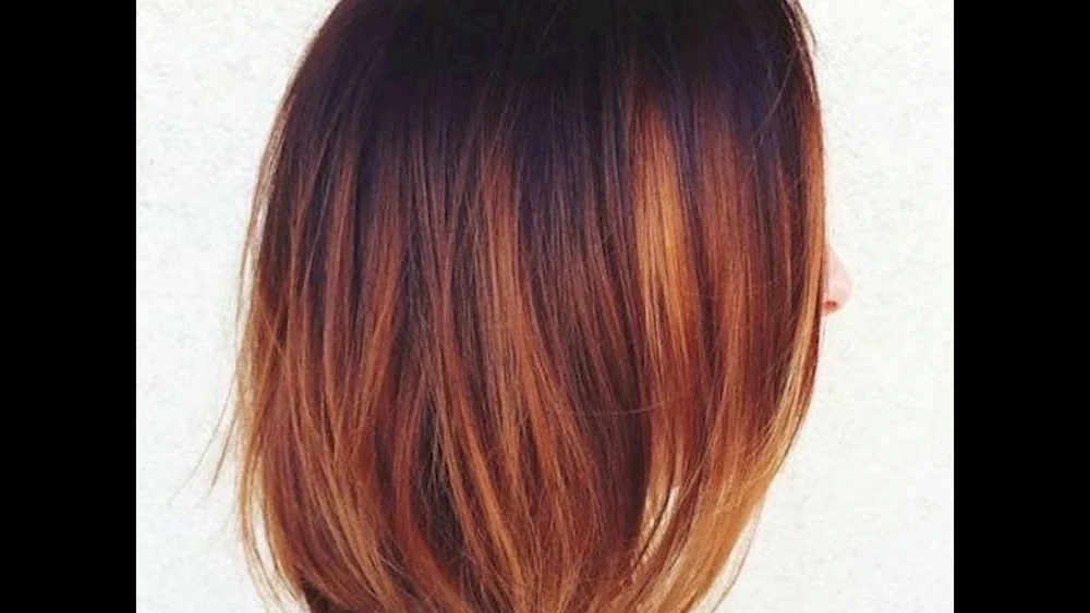 Long bob balayage blonde russet
