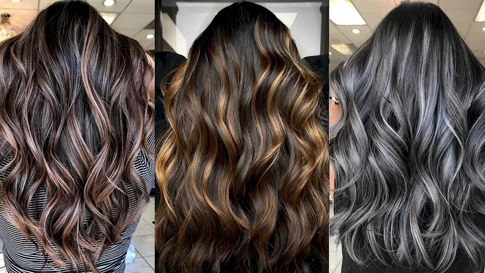 Honey balayage colouring for dark hair medium