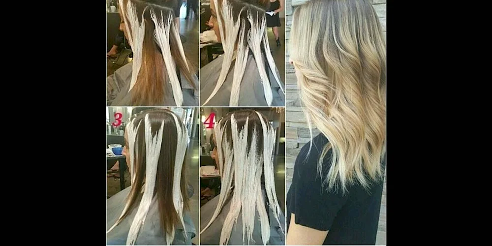 White balayage on dark hair