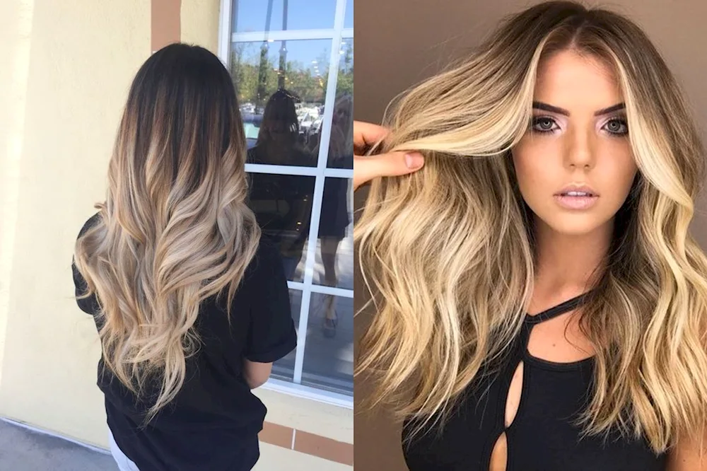 Dark root balayage balayage ombré blond